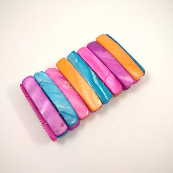 Abalone Shell Colorful Bracelet Stretch Wide Cuff Elastic Rainbow Colorful - Picture 2 of 9